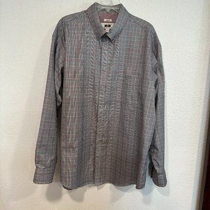 Joseph Abboud Non Iron Classic Fit Cotton Dress Shirt Gray Plaid Long Slvs Sz XL